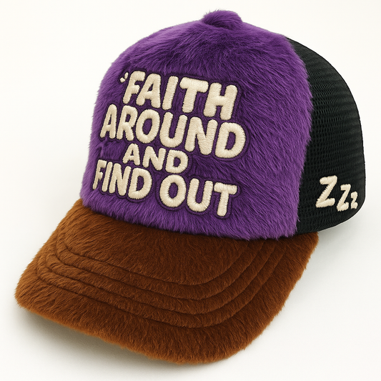 Purple and Brown Furry Trucker Hat